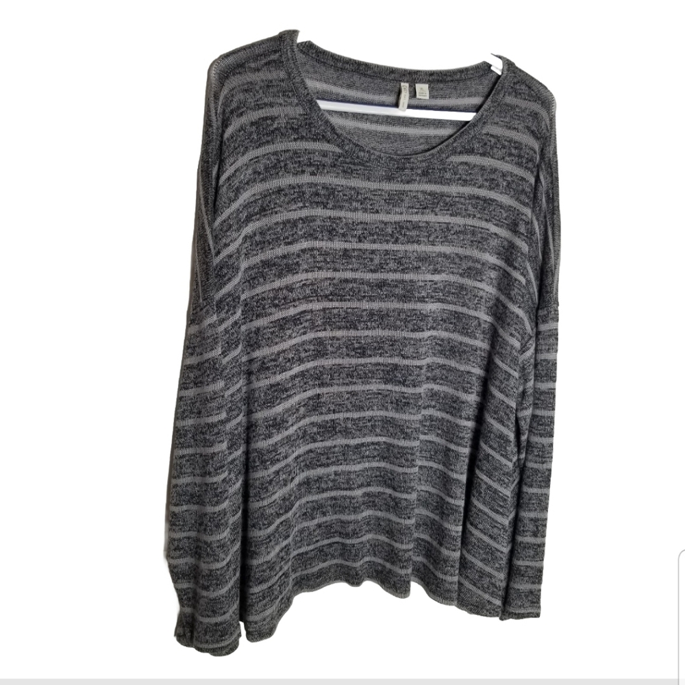Cato Sweater Women's XL Extra Large Striped Gray Dolman Long Sleeves